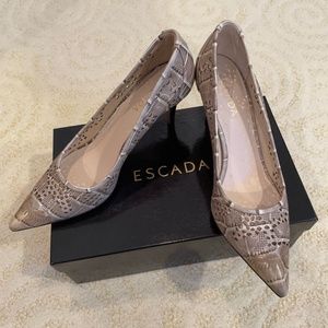 Escada Croc Print Perforated Heels